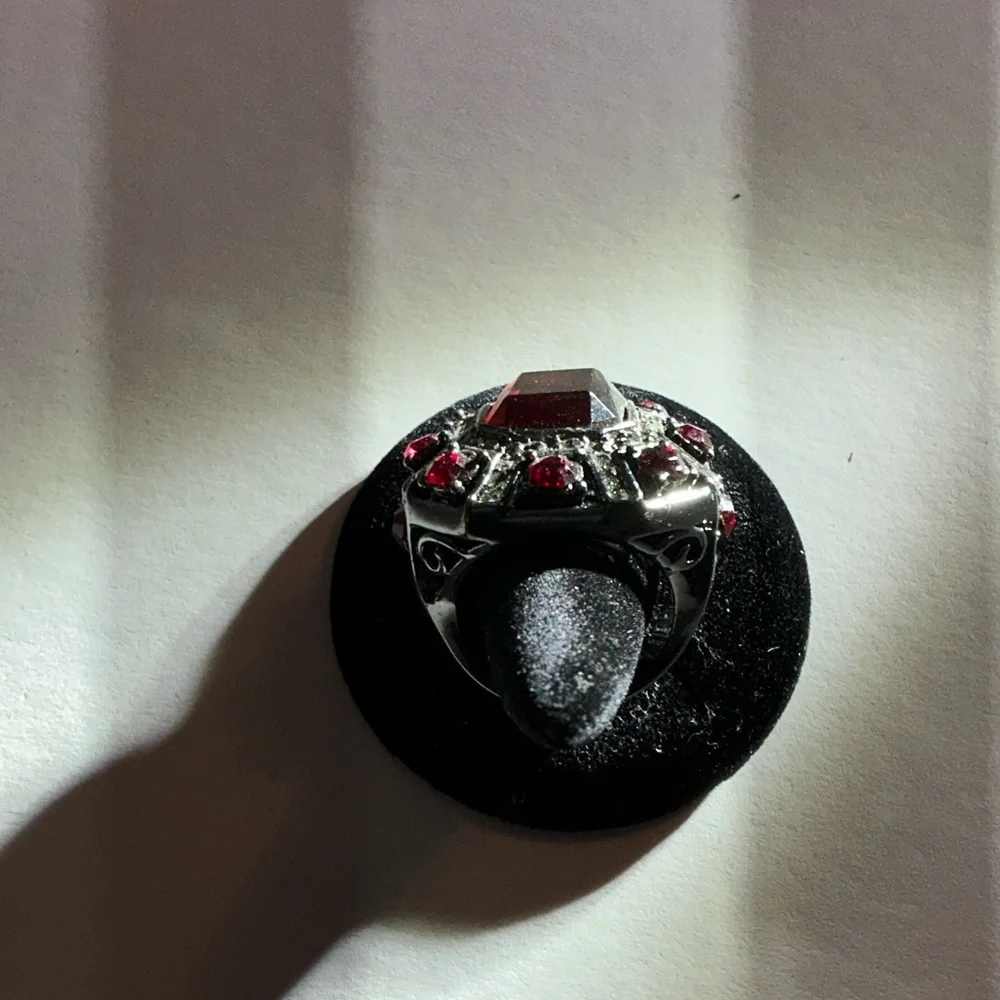 Neiman Marcus Silver Ring with Red Gemstones